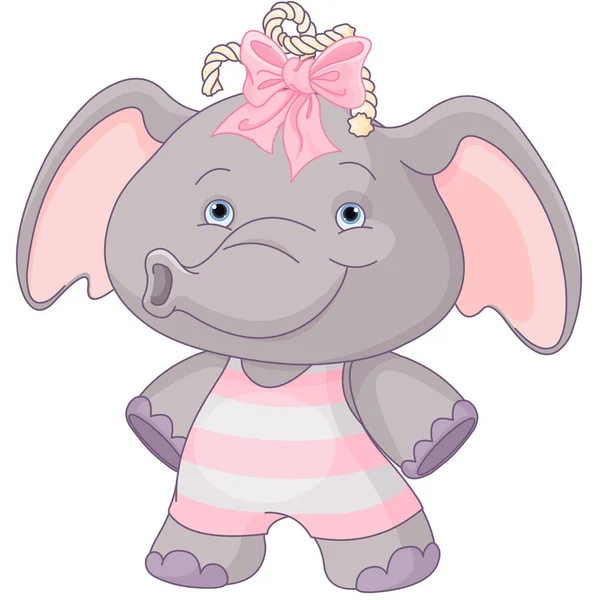 Lindo bebé elefante chica — Vector de stock