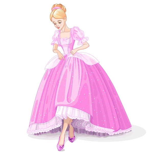 Cinderella is looking at her new ball dress — Stock Vector