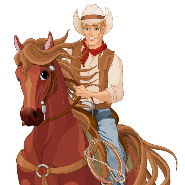 Vaquero a caballo — Vector de stock