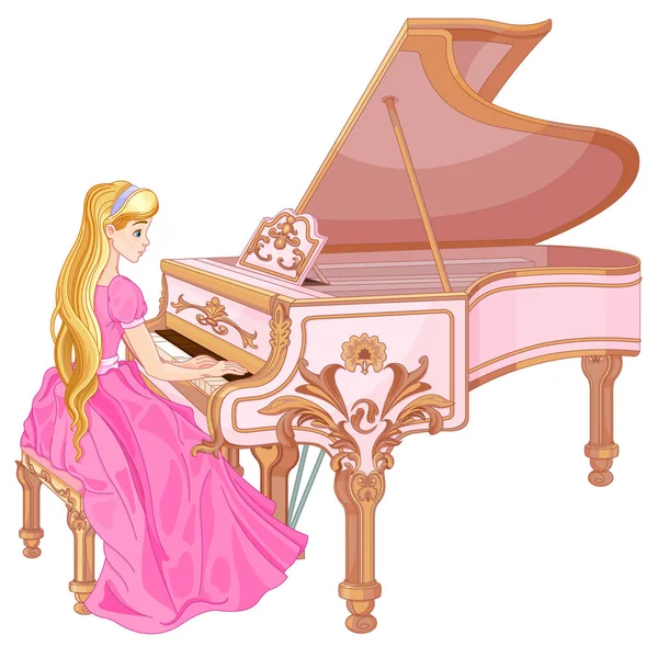 Princess spela piano — Stock vektor