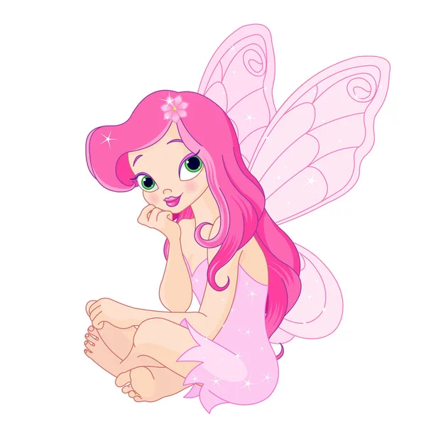 Sitting pink fairy — Stock Vector