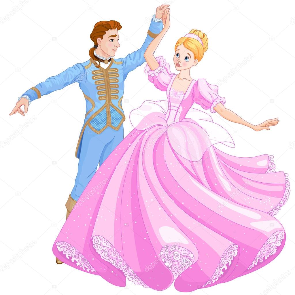 Prince and Cinderella dancing 