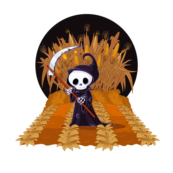 Halloween grim reaper met zeis — Stockvector