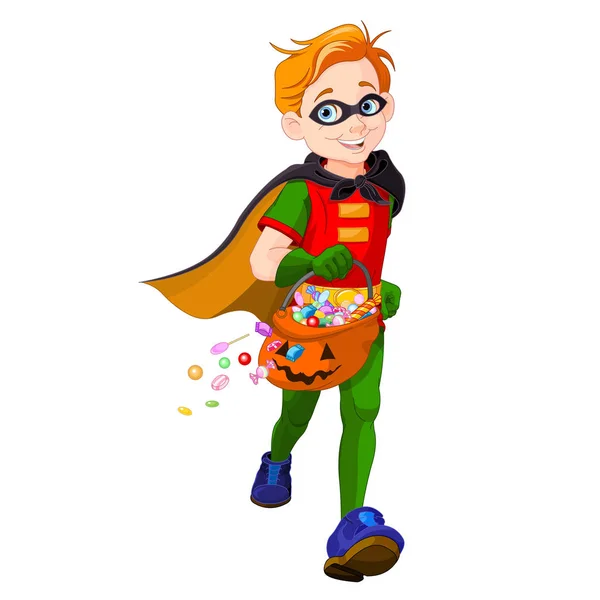 Halloween super menino — Vetor de Stock