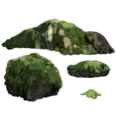 collection of stones overgrown with moss clipart