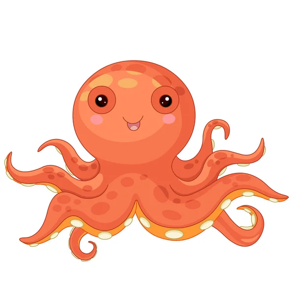 Lindo pulpo sonriente — Vector de stock