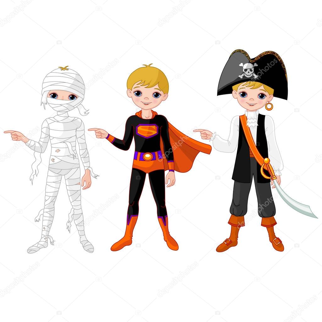 boys in different costumes
