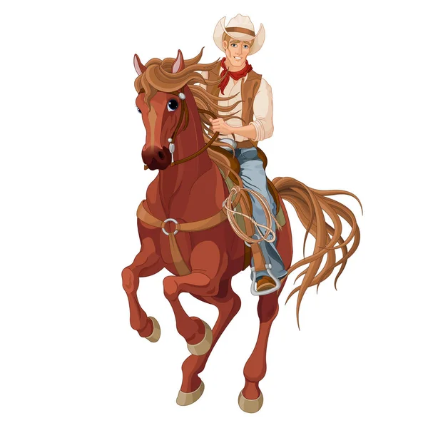 Cowboy cheval d'équitation — Image vectorielle