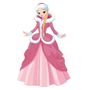 beautiful fairytale princess in pink dress clipart