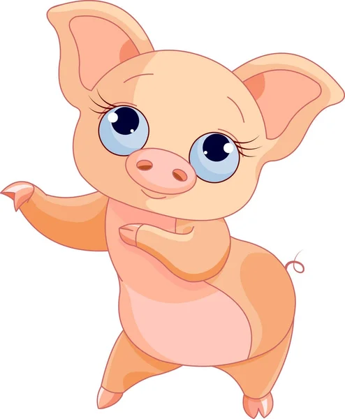 Mignon dessin animé danse porc — Image vectorielle