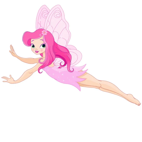 Beautiful pink fairy in flight — Stock Vector