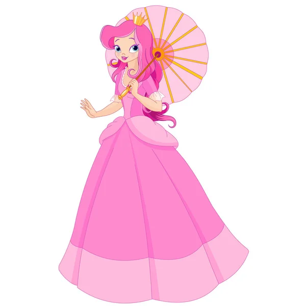 Hermosa princesa con paraguas — Vector de stock