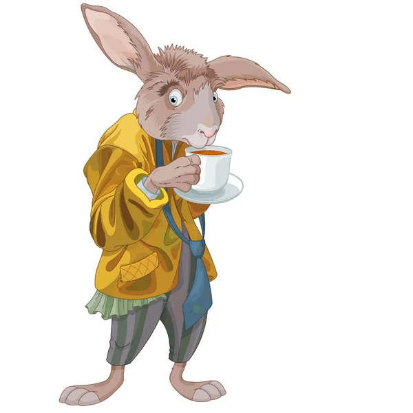 3月兔饮茶 — 图库矢量图片