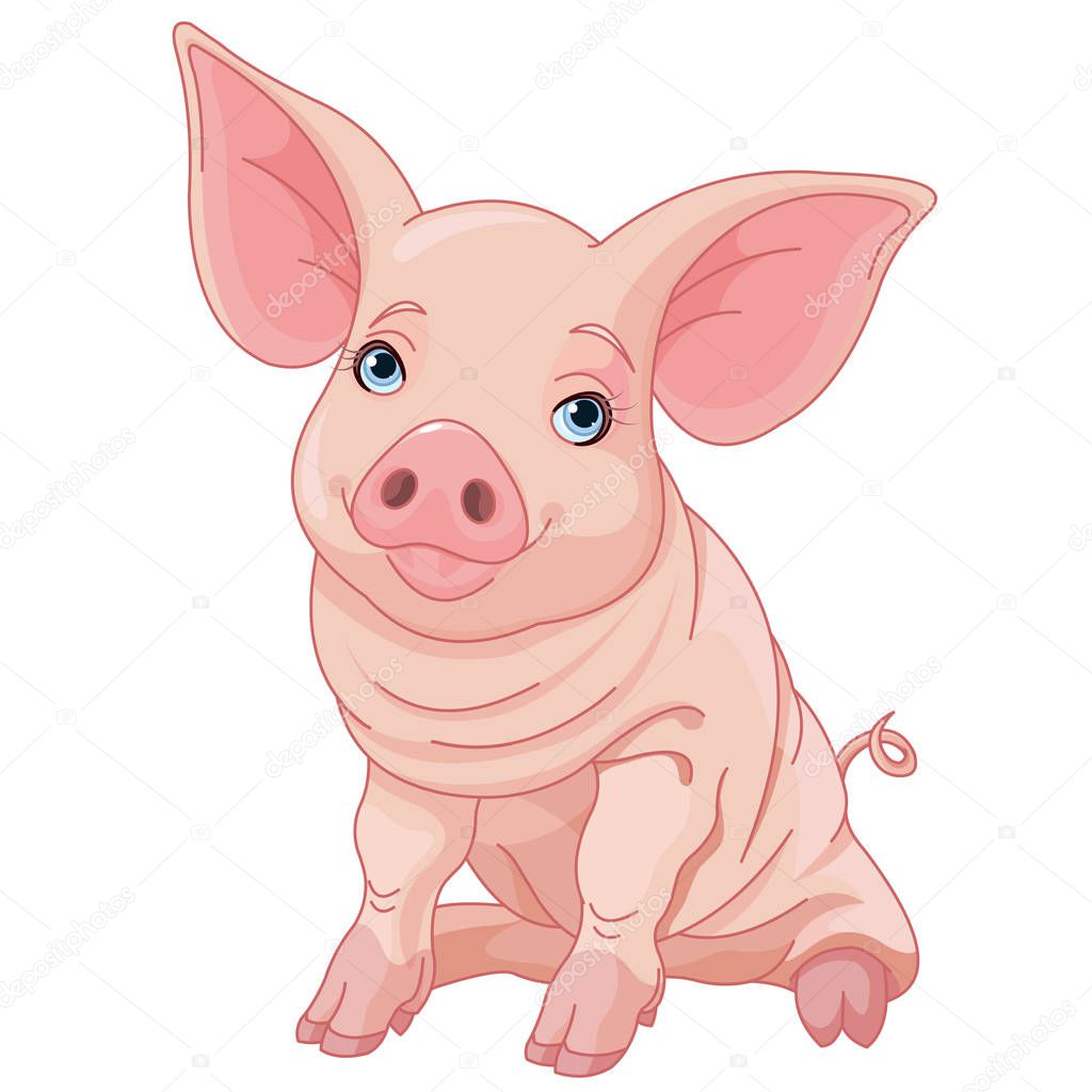 cute smiling pig  vector illustration 
