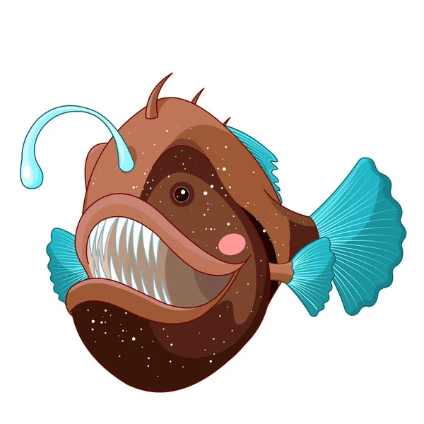 Dibujo Animado Pescador Peces Vector Ilustración — Vector de stock