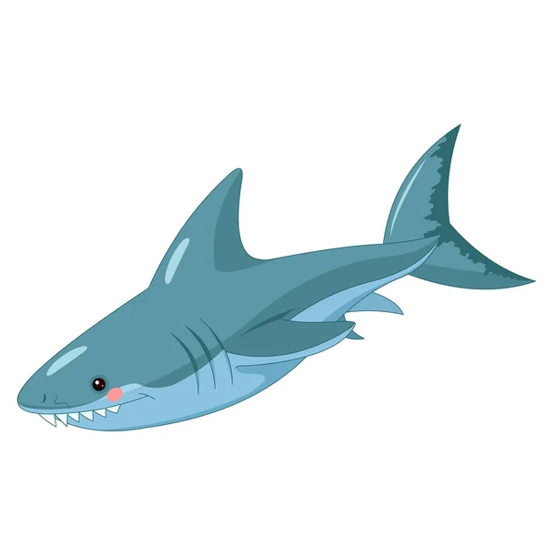 かわいい漫画サメ ベクトル図 — ストックベクタ