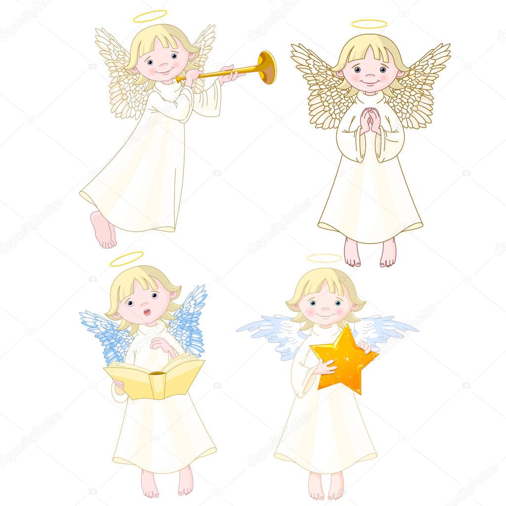 cute angels set vector illustration 