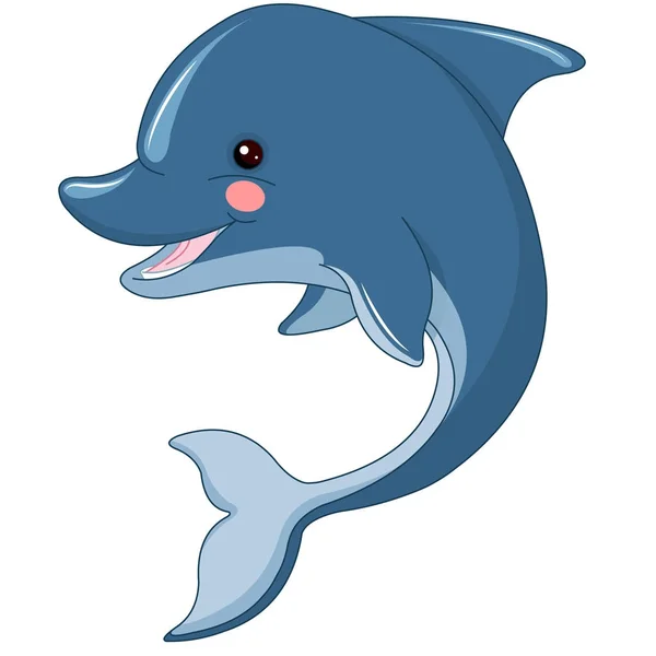 Roztomilý Kreslený Dolphin Vektorové Ilustrace — Stockový vektor