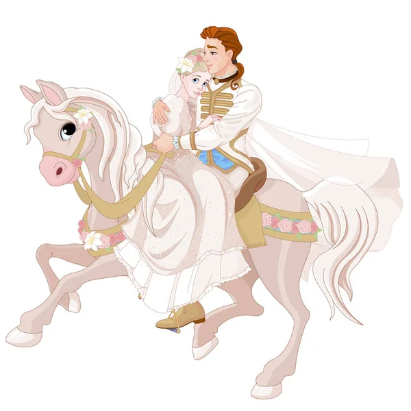 Cenerentola Principe Cavallo Bianco — Vettoriale Stock