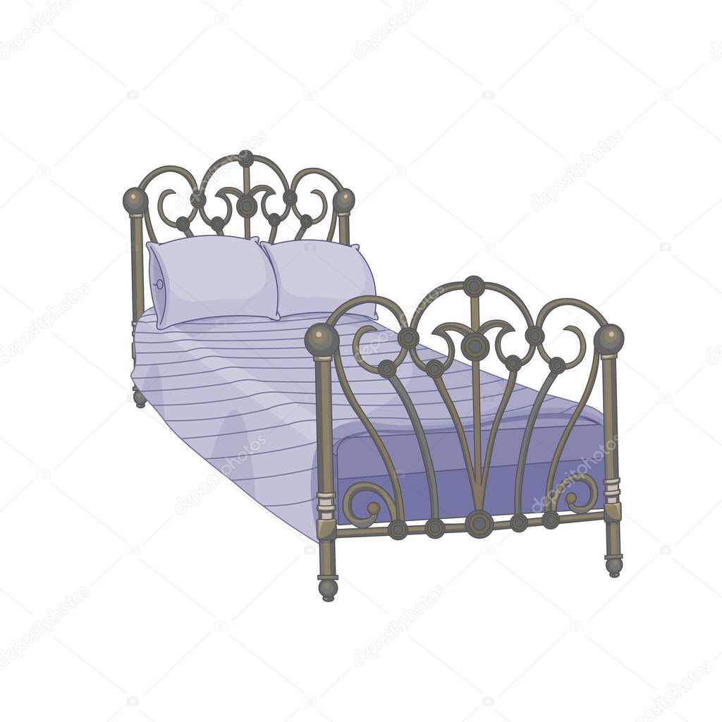 vintage style cartoon bed, vector illustration