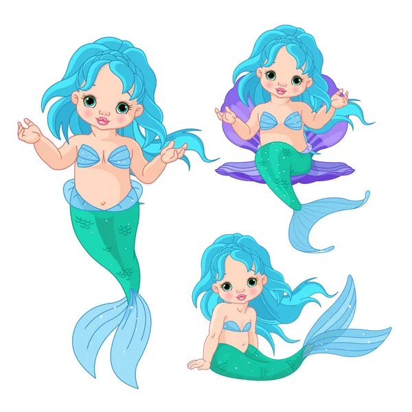 Beautiful cartoon mermaid — Stock Vector