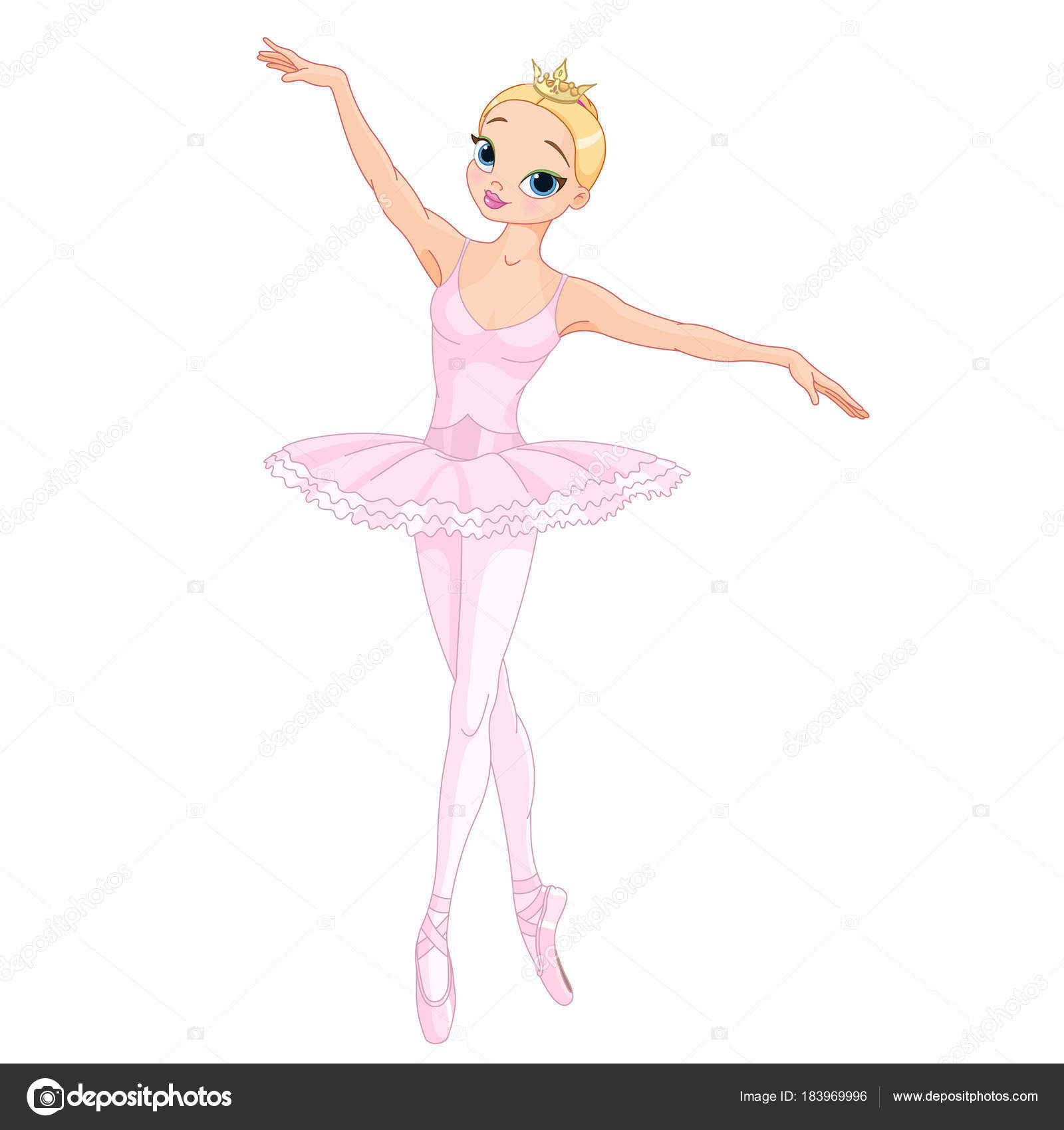 Pretty Cartoon Ballerina Dancing Isolated White Background Stock Vector  Image by ©Dazdraperma #183969996
