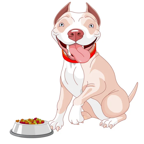 Cão Desenho Animado Bonito Com Comida — Vetor de Stock