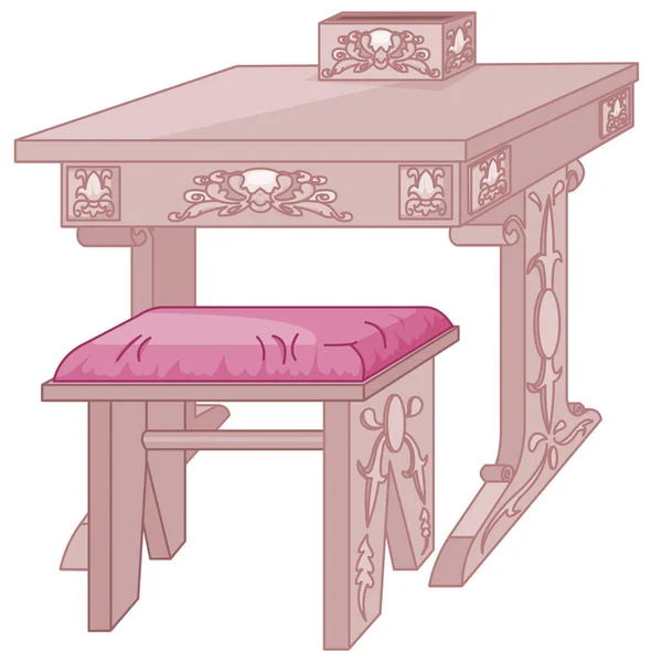 Meubles Roses Pour Maison Table Chaise Illustration Dessin Animé Mignon — Image vectorielle