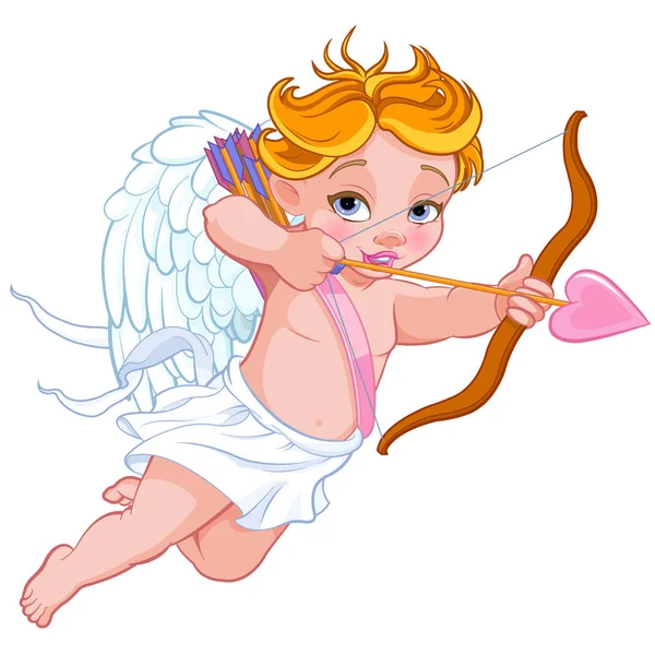 Illustration Valentine Day Cupid Ready Shoot His Arrow — Stock Vector