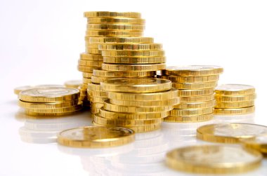 Sarı metal paraları.