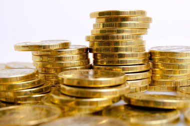 Sarı metal paraları.