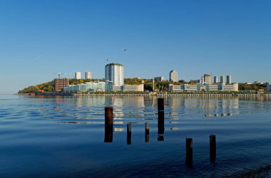 Cheboksary, Rusya - 11 Eylül 2019: Cheboksary Nehri Limanı