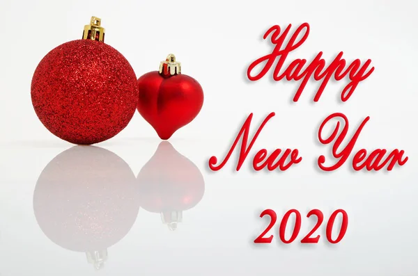 2020 Happy  New Year card white red. — ストック写真