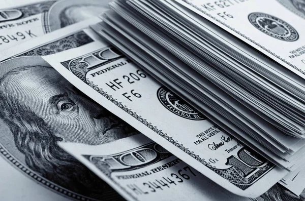 Efectivo Dólares estadounidenses foto en blanco y negro . —  Fotos de Stock