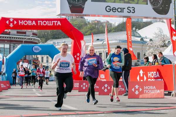 Finishers of 5 km distance at the Nova Poshta Kyiv Half Marathon. 09 april 2017. Ukraine