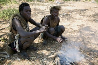 Two Hazabe bushman of the hadza tribe clipart