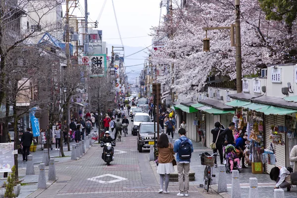 Vue de la fleur de cerisier de la rue Sanjo Dori à Nara — Photo