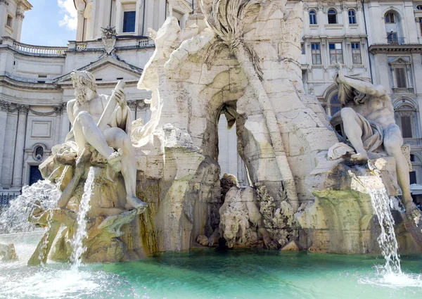 Italia Roma Ottobre 2014 Fontana Dei Quattro Fiumi Una Delle — Foto Stock