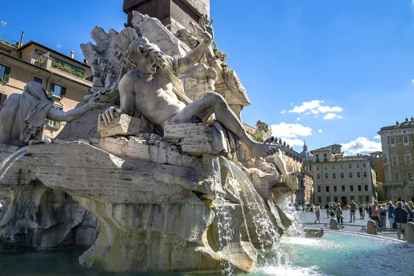 Italie Rome Octobre 2014 Fontaine Des Quatre Rivières Est Une — Photo