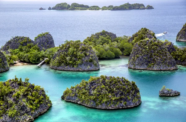 Una Hermosa Laguna Está Rodeada Islas Piedra Caliza Raja Ampat —  Fotos de Stock