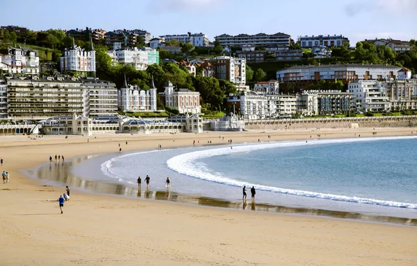 Spagna San Sebastian Maggio 2017 Spiaggia Concha Sulla Riva Dell — Foto Stock