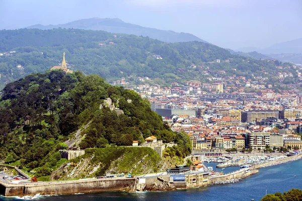 Vista Desde Monte Igueldo Hasta Monte Urgull Del Golfo Vizcaya — Foto de Stock