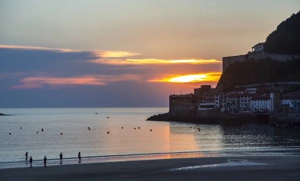 Spain San Sebastian Donostia May 2017 Colored Sunset Bay Biscay — стокове фото