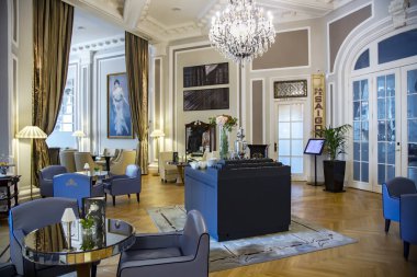 İspanya, San Sebastian, Donostia, Mayıs 12, 2017 - İç Gran Oteli Maria Cristina San Sebastian 'da lüks bir Koleksiyon Oteli, Gipuzkoa, Bask Ülkesi, İspanya.