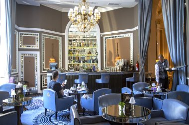 İspanya, San Sebastian, Donostia, Mayıs 12, 2017 - İç Gran Oteli Maria Cristina San Sebastian 'da lüks bir Koleksiyon Oteli, Gipuzkoa, Bask Ülkesi, İspanya.