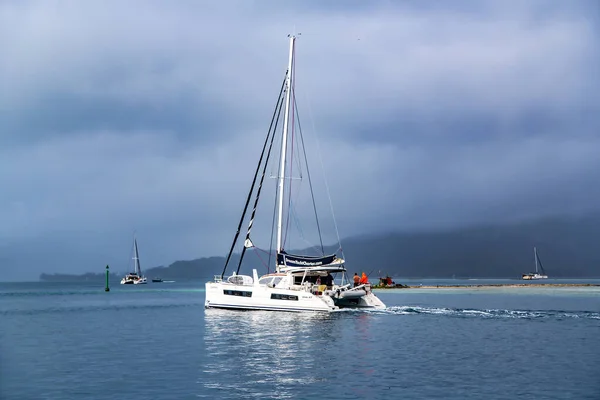Polinésia Francesa Papeete Dezembro 2017 Vários Catamarãs Preparam Para Tempestade — Fotografia de Stock