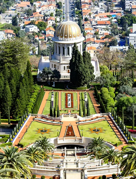 Israel Haifa Marzo 2016 Una Vista Increíble Los Hermosos Jardines — Foto de Stock