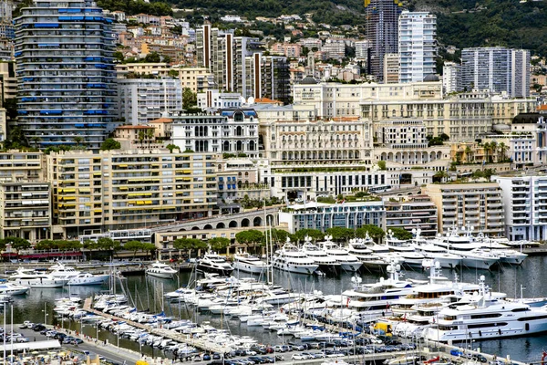 Francia Monaco Agosto 2013 Arquitectura Moderna Mónaco Con Puerto Hércules — Foto de Stock