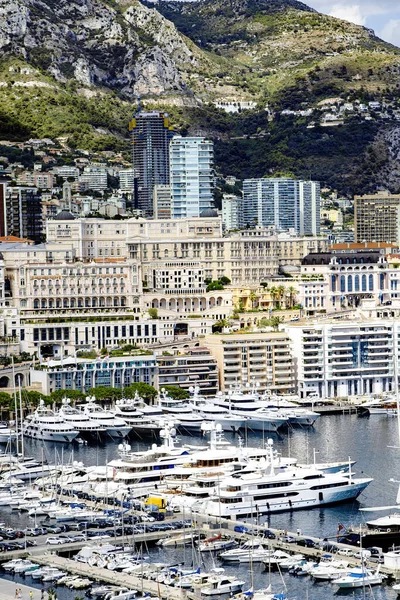 Francia Monaco Agosto 2013 Arquitectura Moderna Mónaco Con Puerto Hércules — Foto de Stock