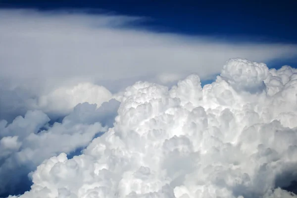 Aerial View Incredibly Wonderful Lush Cumulus Clouds Blue Sky — Stock Photo, Image